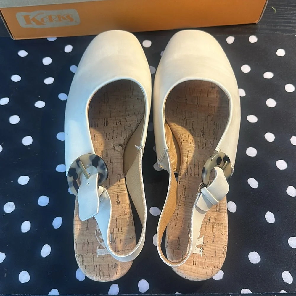 KORKS Womens Blush off white Comfort Slingback Flat - Picture 3 of 5